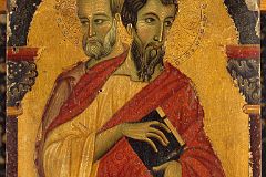 23 Saints Bartholomew and Simon - Master of Saint Francis 1266-75 - Robert Lehman Collection New York Metropolitan Museum Of Art